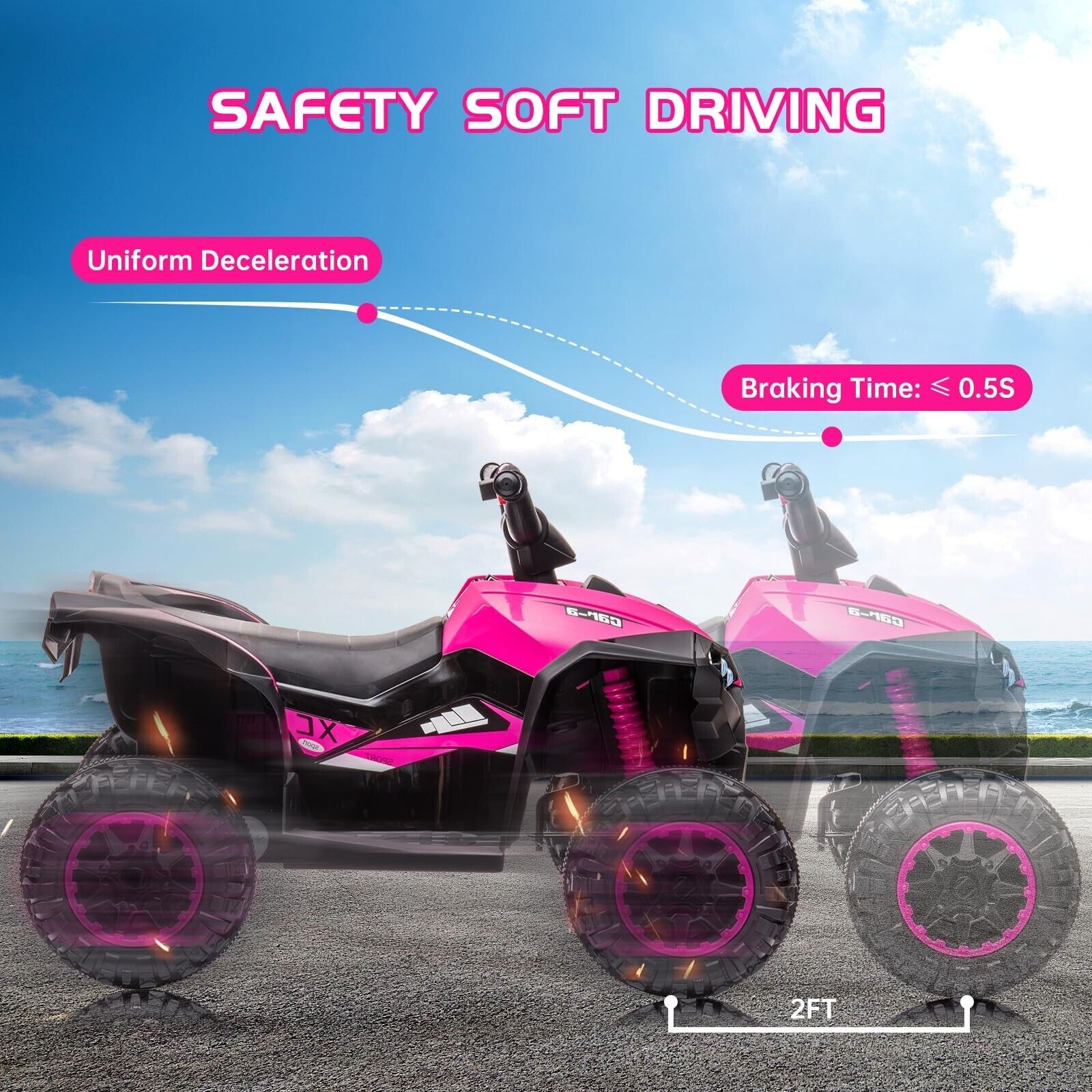 Adoolla 12V 7Ah Kids Electric Ride on Car, Battery Powered 4-Wheels Toy Car for Endless Fun