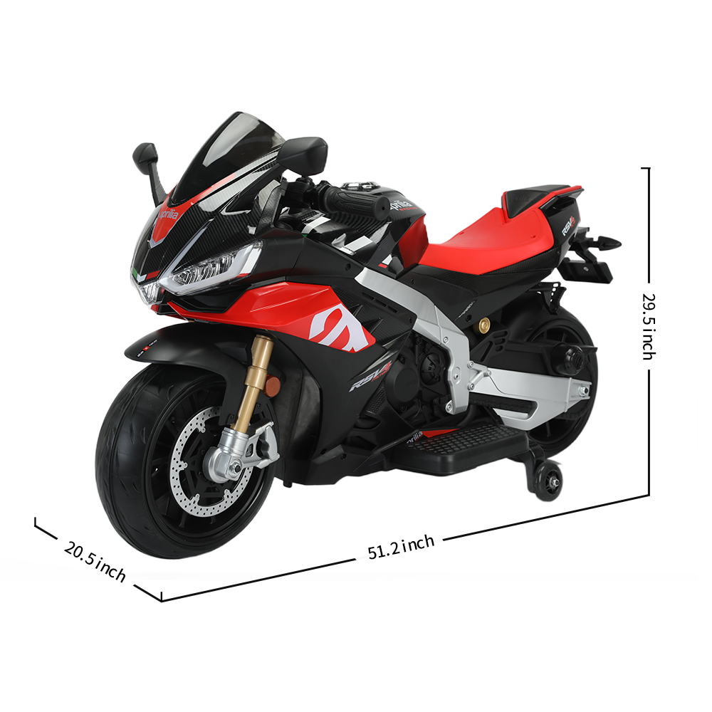 Aprilia 12V Electric Motorcycle for Kids - 2 Wheels, Ages 3-10