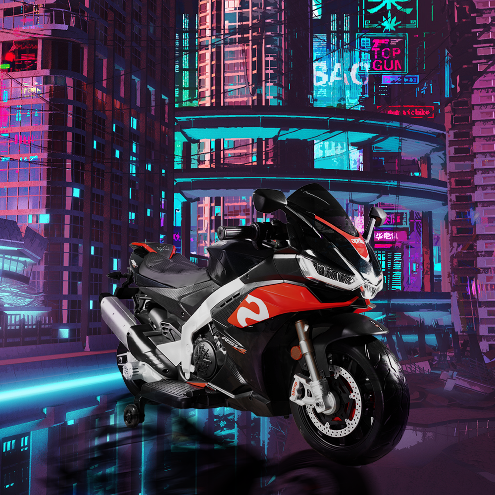 Aprilia 12V Electric Motorcycle for Kids - 2 Wheels, Ages 3-10