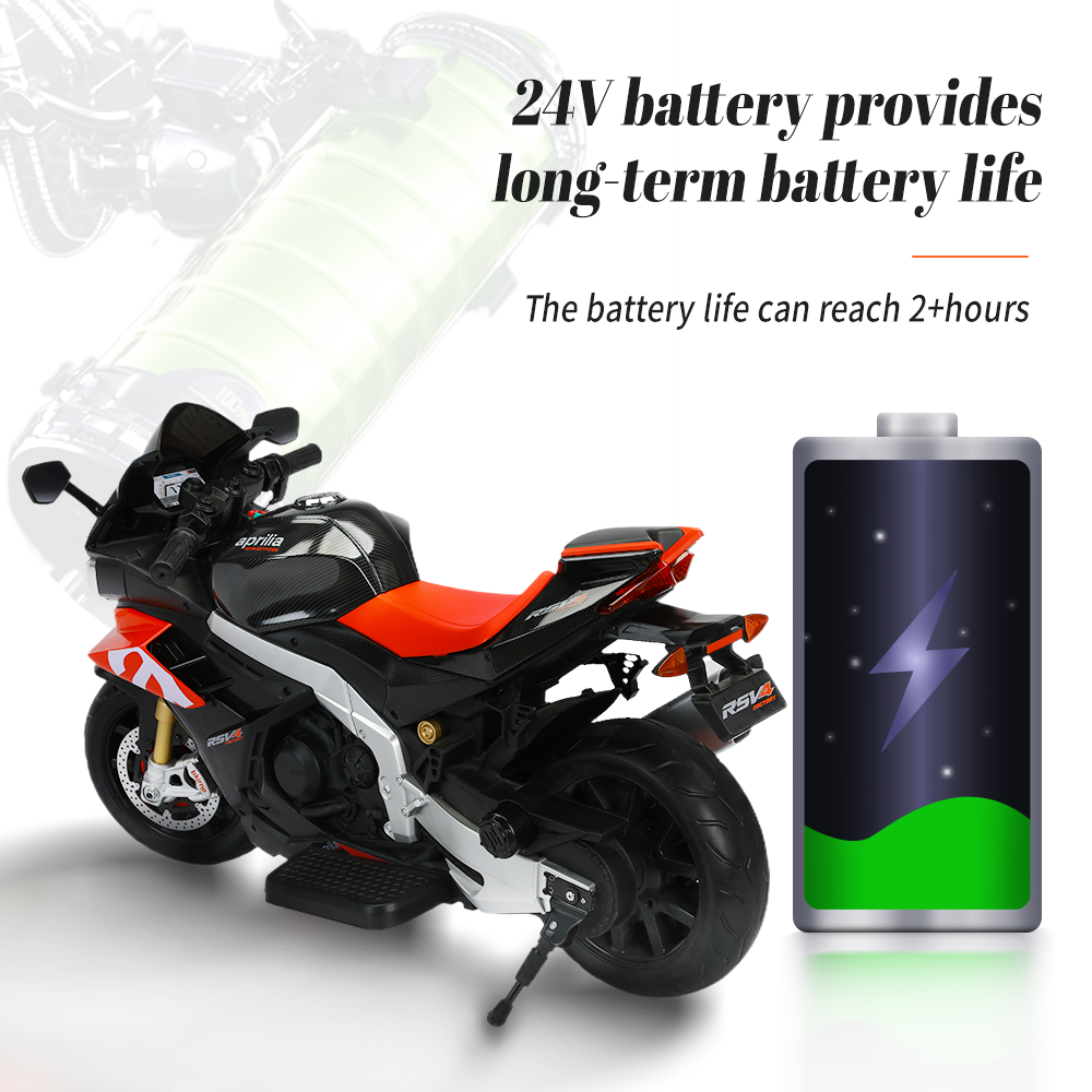 Aprilia 12V Electric Motorcycle for Kids - 2 Wheels, Ages 3-10