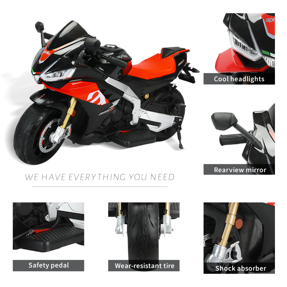 Aprilia 24V Kids Electric MotorBike with Battery Power and LED Lights