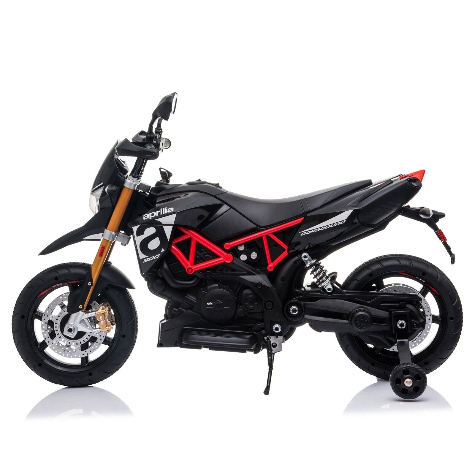 Aprilia Licensed Electric Kids Ride-On Motorcycle with Training Wheels - 12V Battery Powered