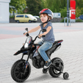 Aprilia Licensed Kids Ride On Motorcycle with 2 Training Wheels in Navy Blue