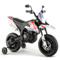 Aprilia Licensed Kids Ride On Motorcycle with 2 Training Wheels in White
