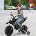 Aprilia Licensed Kids Ride On Motorcycle with 2 Training Wheels - Navy Blue