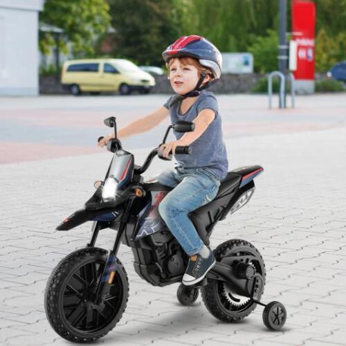Aprilia Licensed Kids Ride On Motorcycle with 2 Training Wheels - Navy Blue
