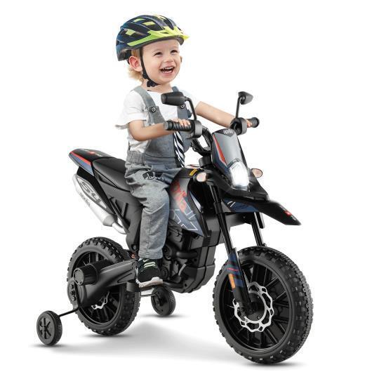 Aprilia Licensed Kids Ride On Motorcycle with 2 Training Wheels - Navy Blue