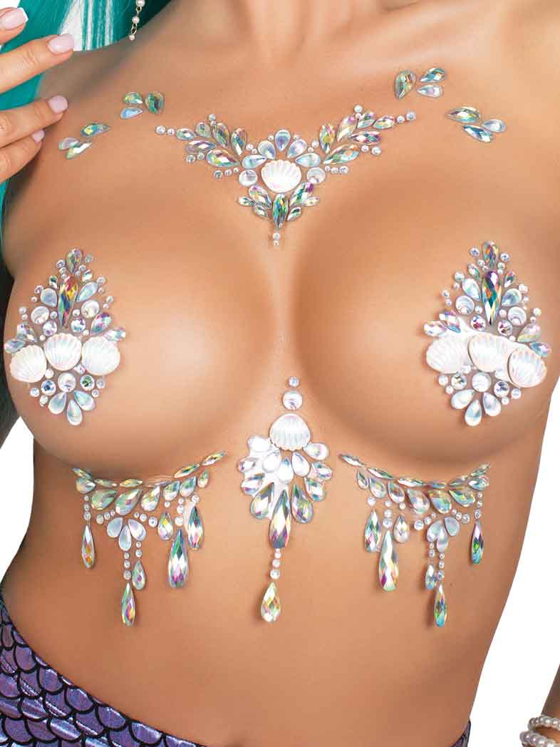 Siren Adhesive Body Jewels Sticker - Clear (One Size)