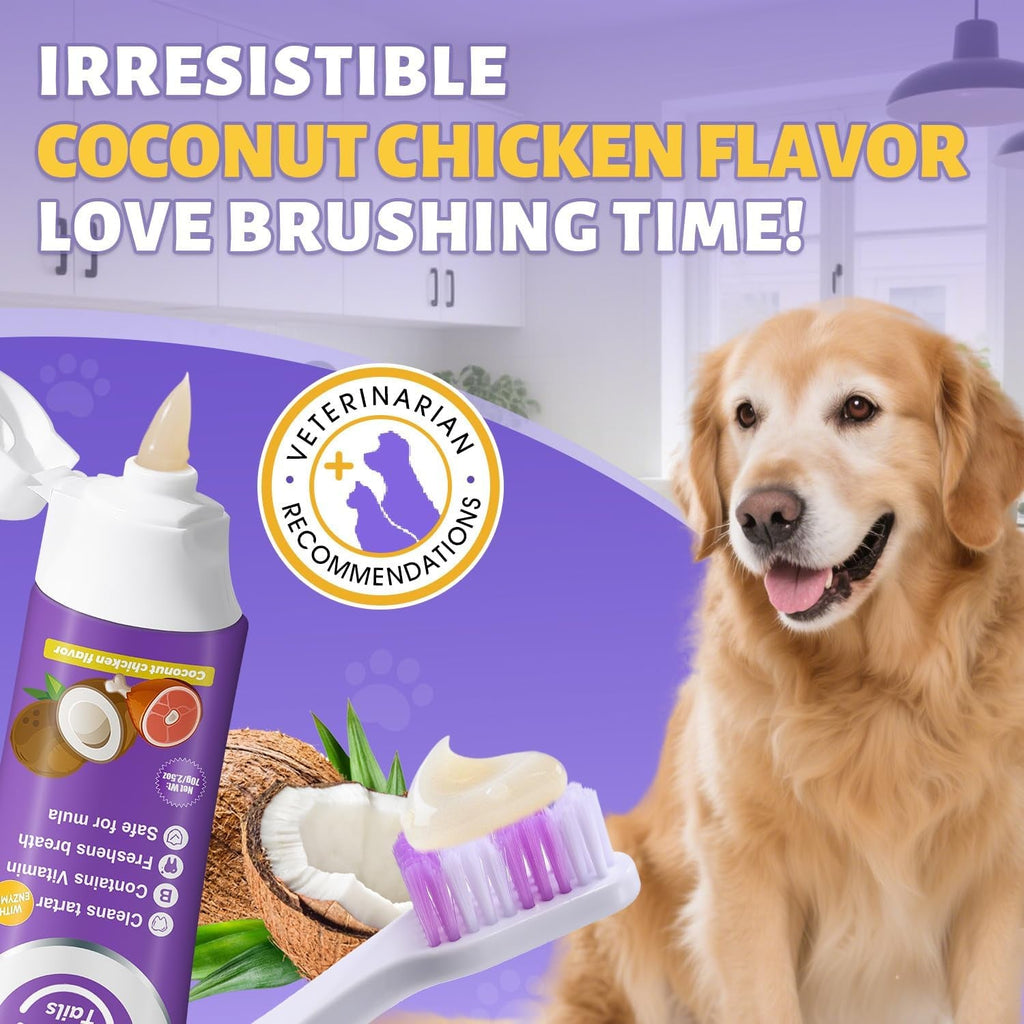 Premium Dog Dental Care Kit Toothpaste Toothbrush Plaque Tartar Control