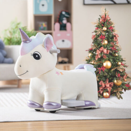 Beige 6V Electric Animal Ride On Toy with Music and Handlebars - Long-Lasting Fun for Kids