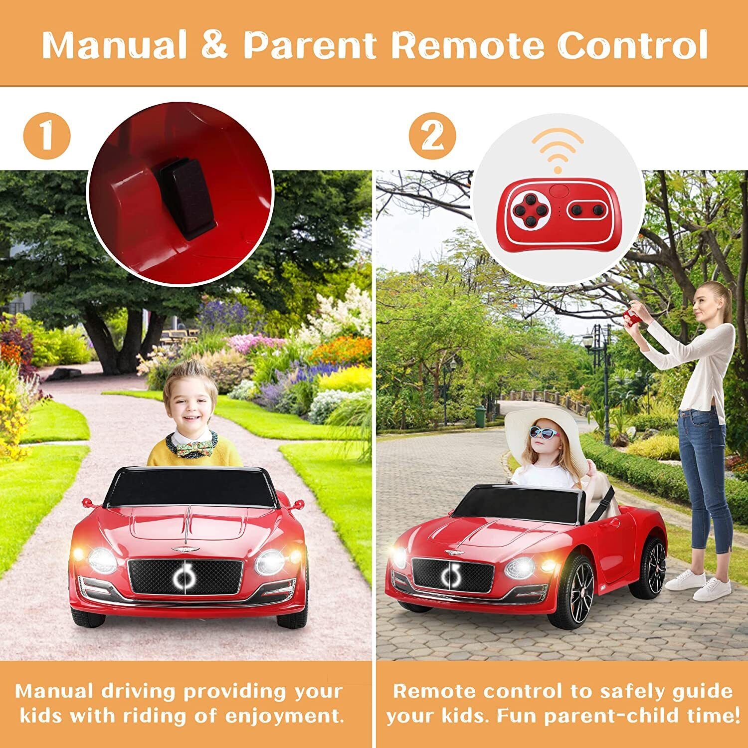 12V Bentley Kids Electric Ride On Toy Cars with Remote Control - 3 Speed Options