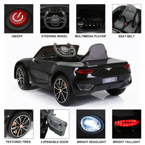 BENTLEY Style 12V Electric Kids Ride On Car Racer with Double Seats Control in Black
