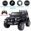 Black 12V Kids Ride-On Car with Parent Remote Control for Safe Play