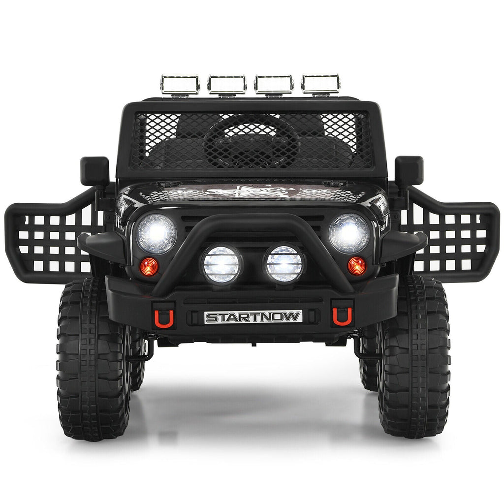 Black 12V Kids Ride On Truck with Remote Control & Lights - Electric Car for Endless Fun!