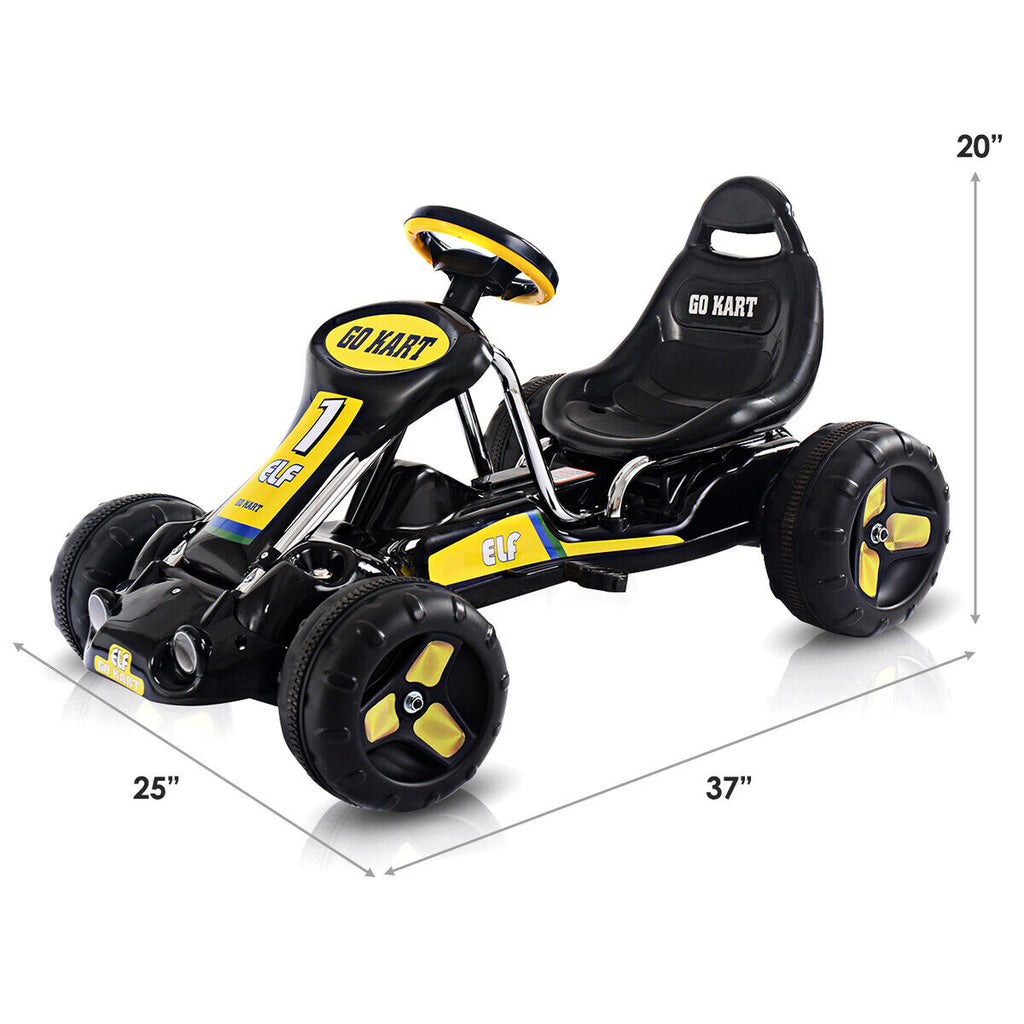 Black Babyjoy Go Kart Kids Ride On Car - Pedal Powered 4 Wheel Racer Toy