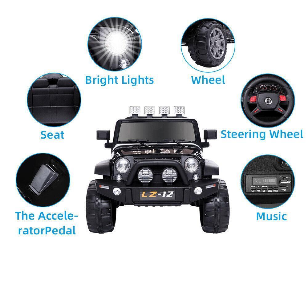 Black Electric 12V Kids Ride On Car with Remote Control and Music