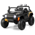 Black Parent-Child Ride On Truck Car with Remote Control, LED Lights, and Music - 12V 10AH