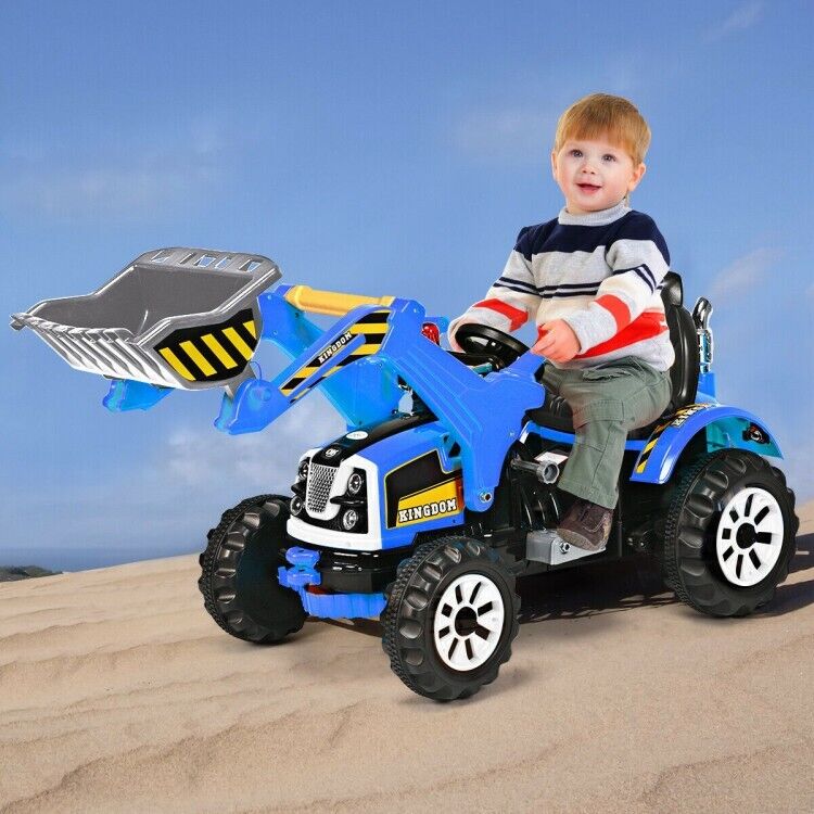 Blue 12V Battery-Powered Children's Dumper Truck for Endless Playtime Fun