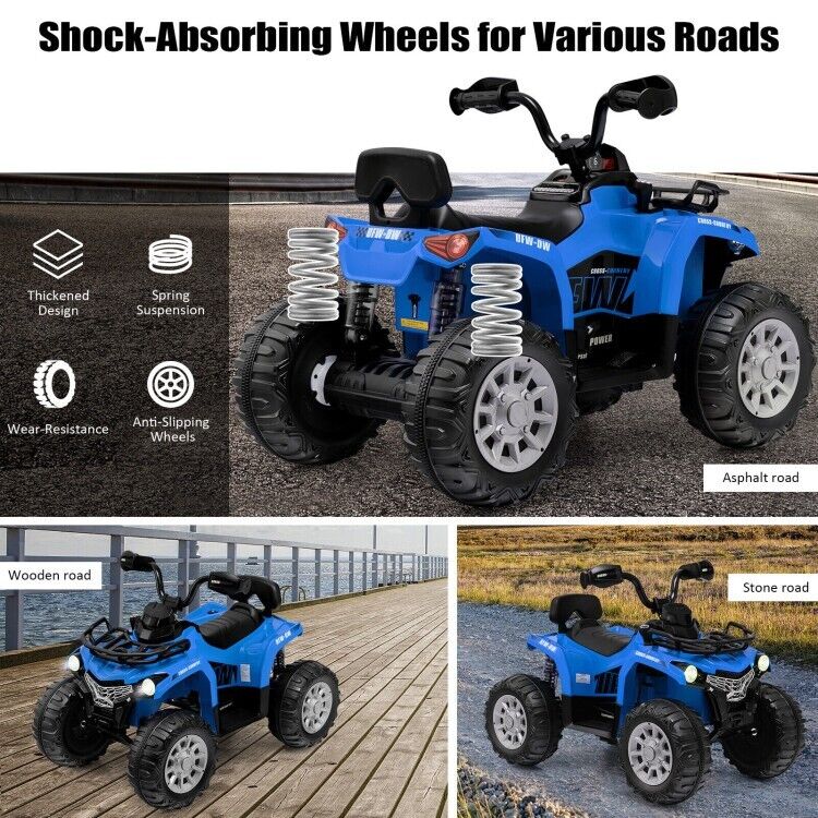 Blue 12V Kids Ride-On ATV with MP3 Player and Headlights