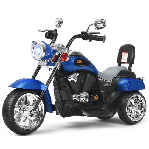 Blue 6V Kids Chopper Motorcycle Trike with Headlight and Horn