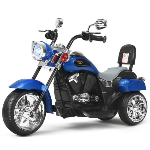 Blue 6V Kids Chopper Motorcycle Trike with Headlight - Fun Ride for Little Ones!