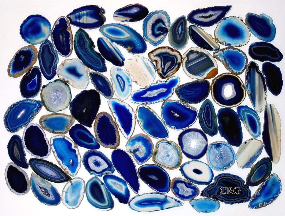 Blue Agate Slice (Size #00) (1.5 to 2.5 inches) Grade A Brazilian Agate Geode Slice