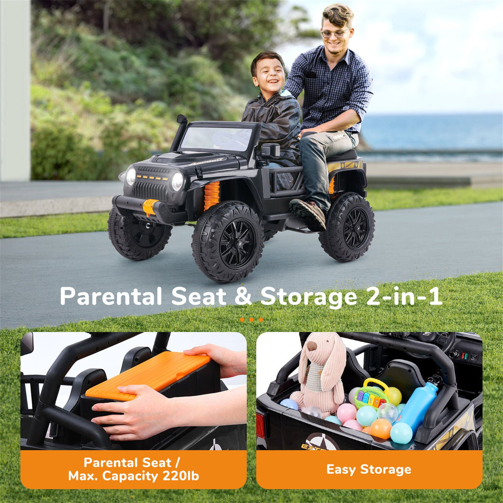12V Electric Ride-On Truck for Kids with Remote Control and LED Lights - 2 Seater