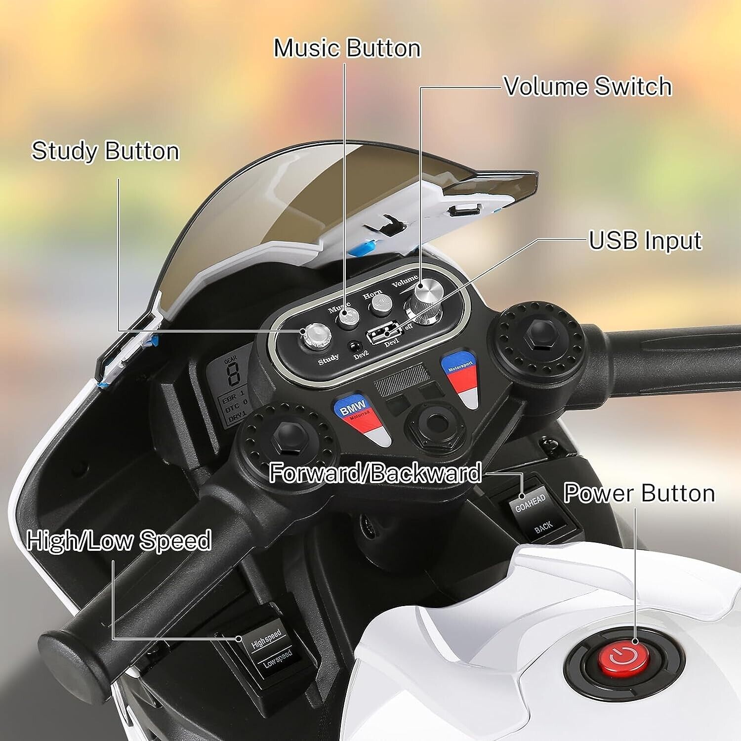 BMW 12V Battery Powered Ride on Motorcycle for Kids with Headlight - Perfect Gift
