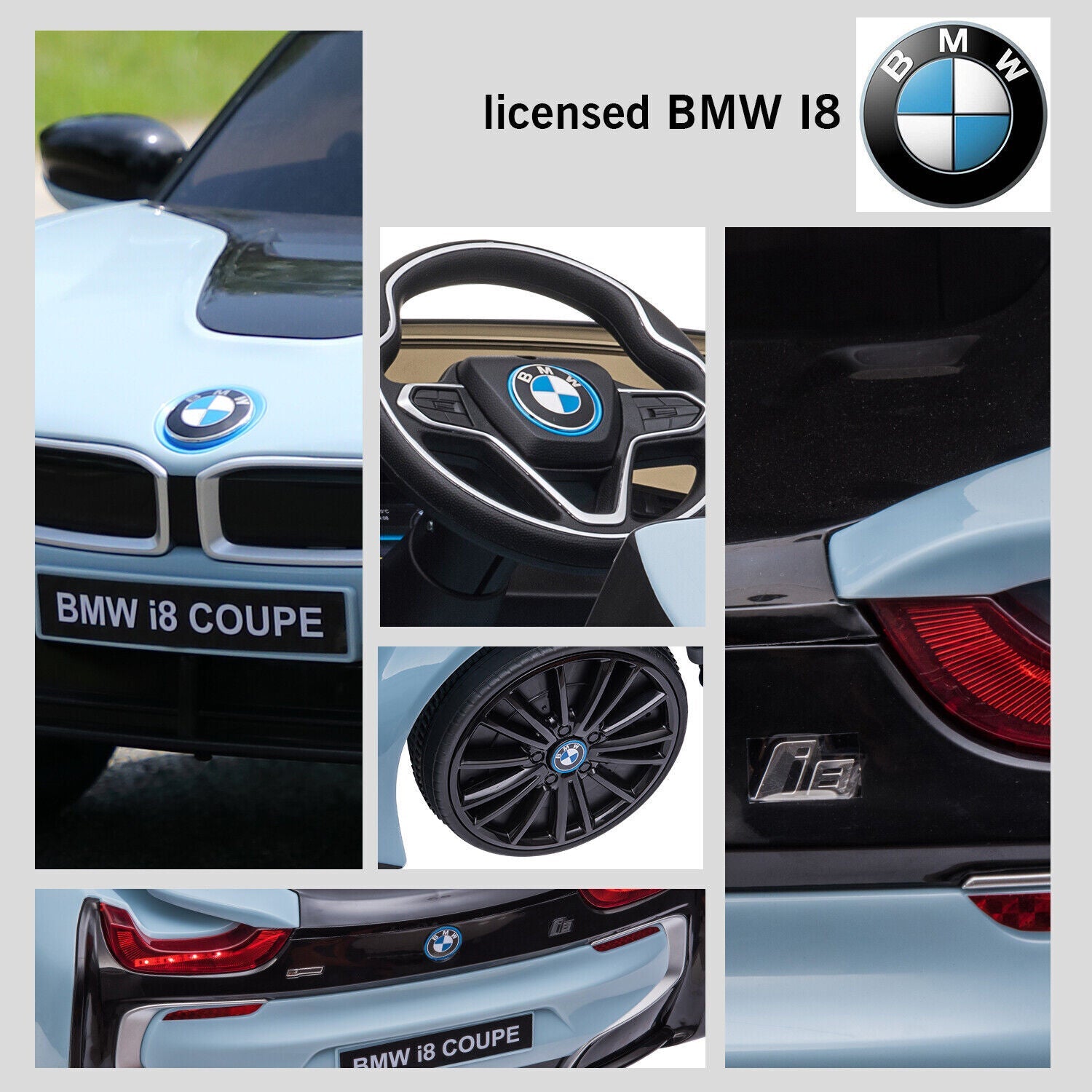 BMW I8 Electric Blue Kids Ride-On Car with Remote Control - Perfect for Christmas!