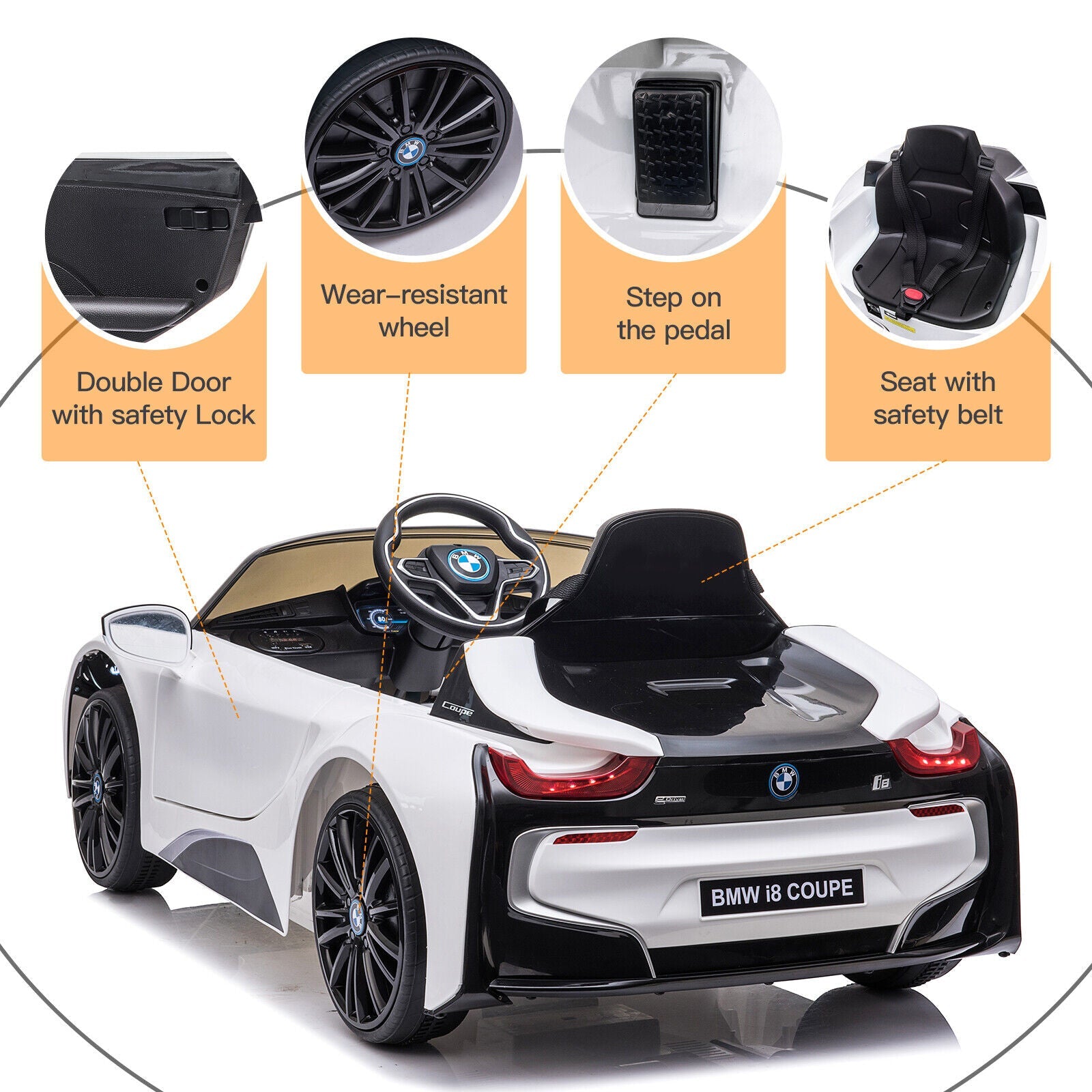BMW i8 Electric Ride-On Car for Kids with Remote Control - 12V Powered