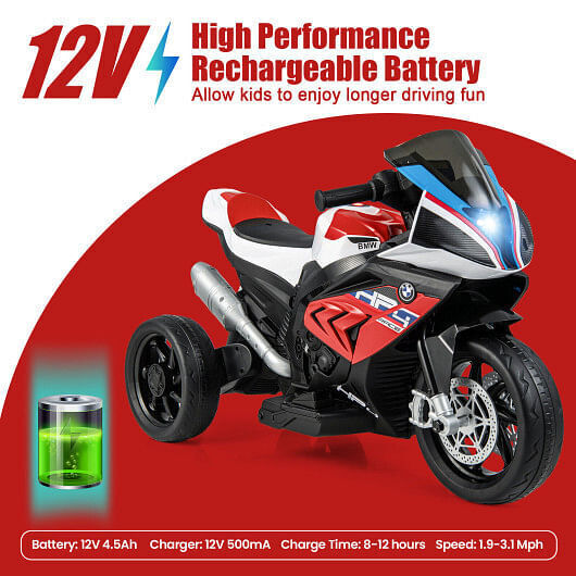 BMW Kids Motorcycle Ride-On Toy for Ages 3-8 - Red