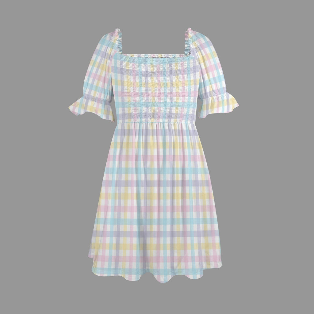 Pretty Unicorn Plaid Sweetheart Dress