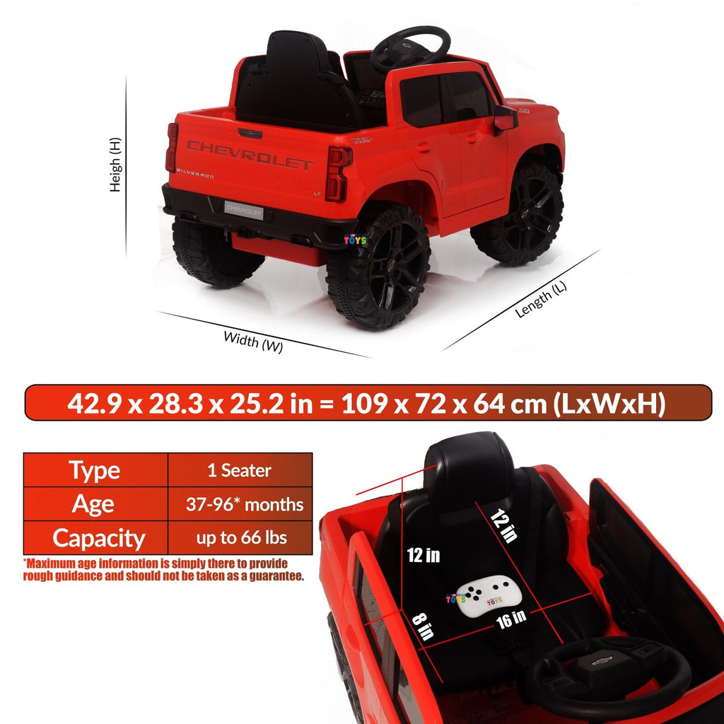 Chevrolet 12V R/C Truck with Suspension Wheels - Available in Multiple Colors