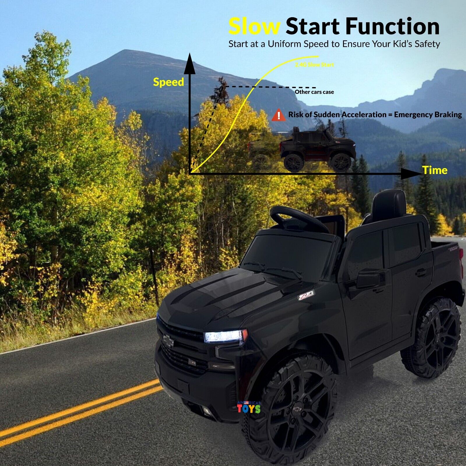 Chevrolet 12V R/C Truck with Suspension Wheels - Available in Multiple Colors