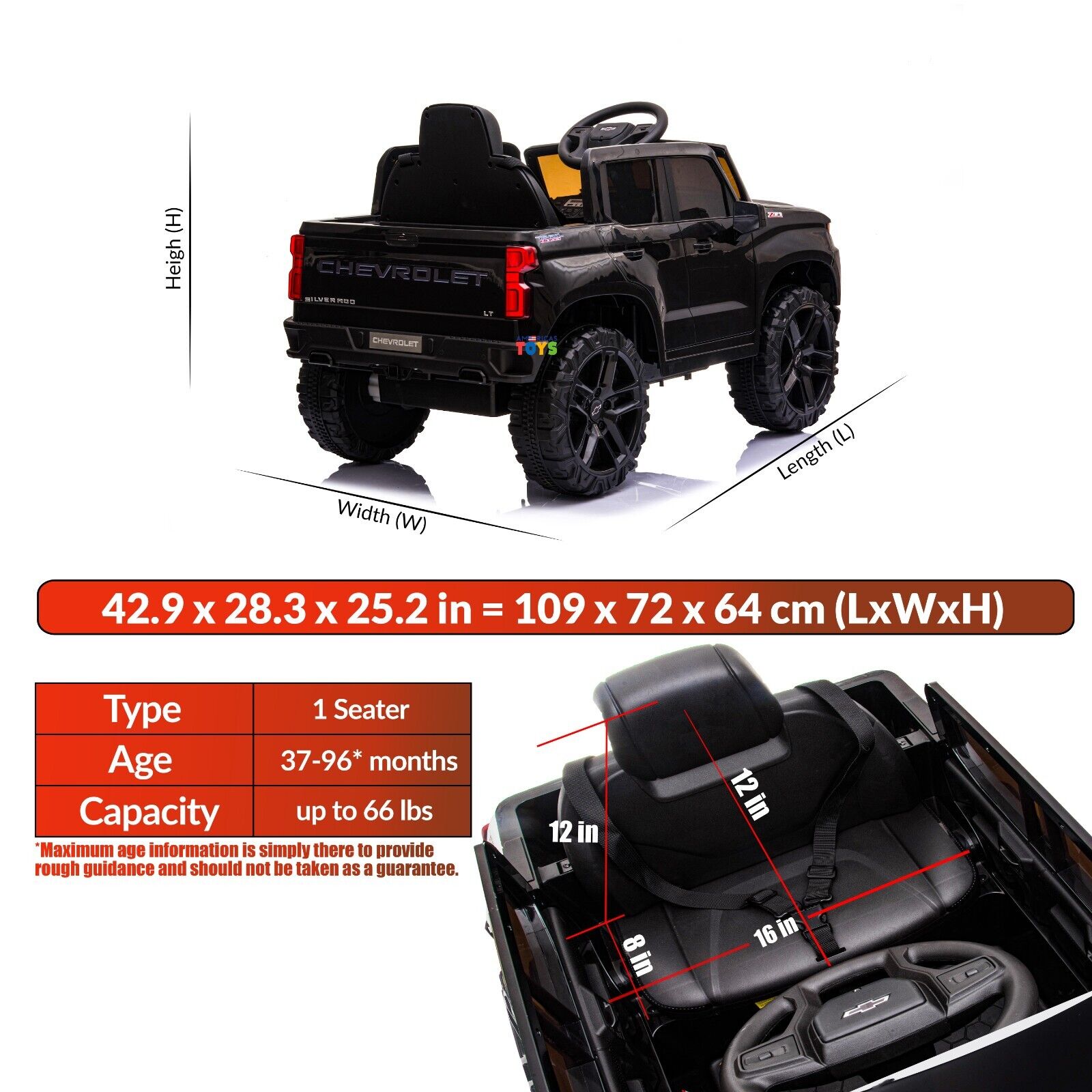 Chevrolet 12V R/C Truck with Suspension Wheels - Available in Multiple Colors