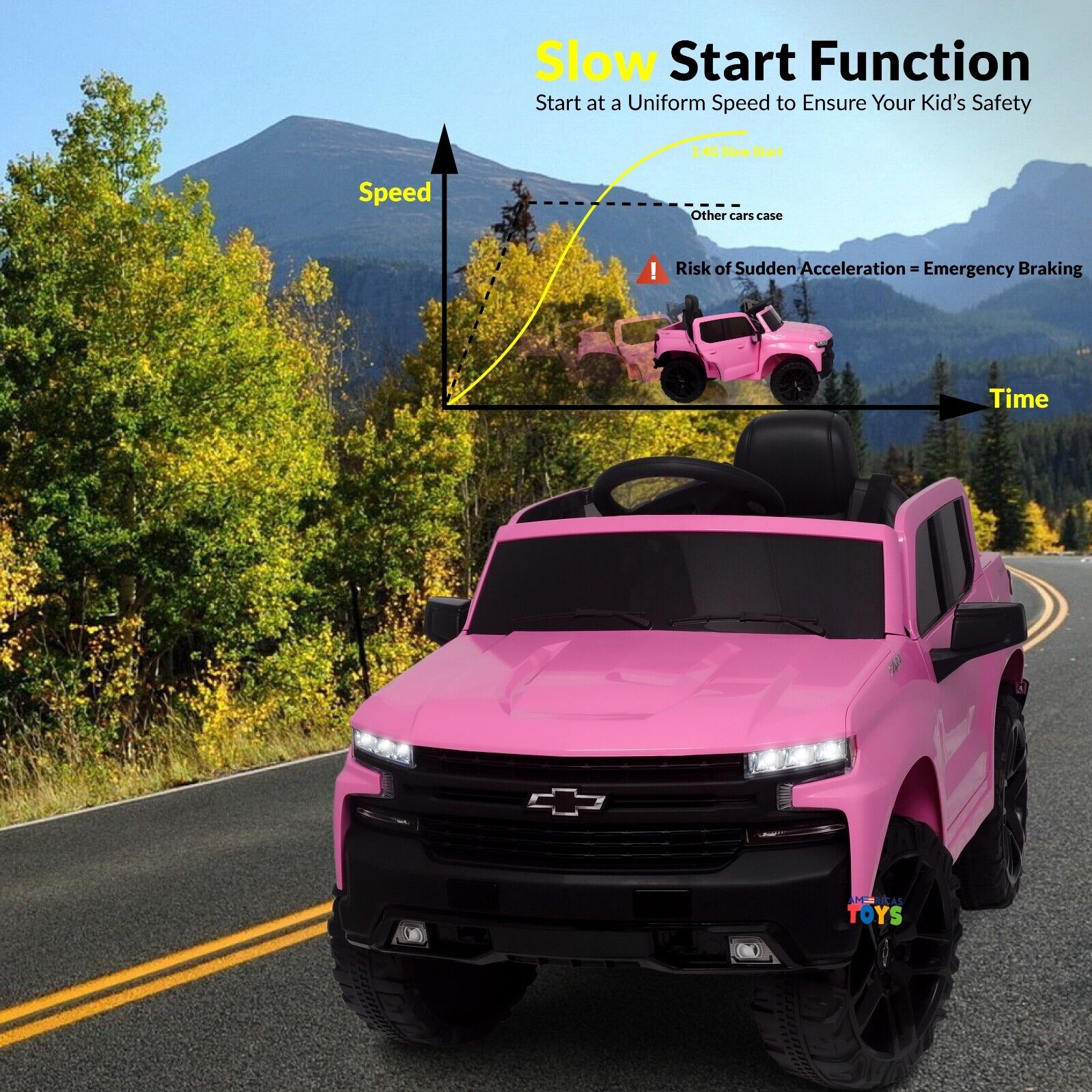 Chevrolet 12V R/C Truck with Suspension Wheels - Available in Multiple Colors
