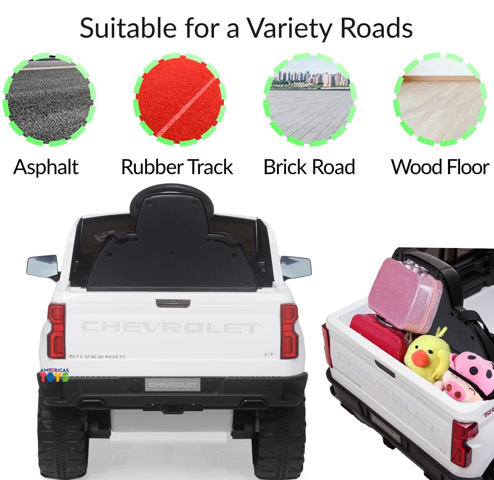 Chevrolet 12V R/C Truck with Suspension Wheels - Available in Multiple Colors