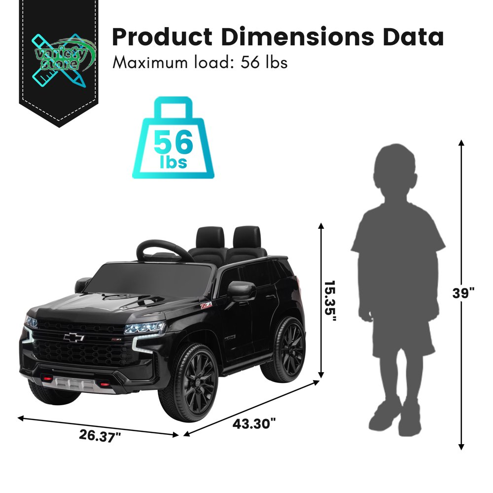 Chevrolet Tahoe 12V Ride on Car for Kids with Remote Control - 4-in-1 Versatile Toy