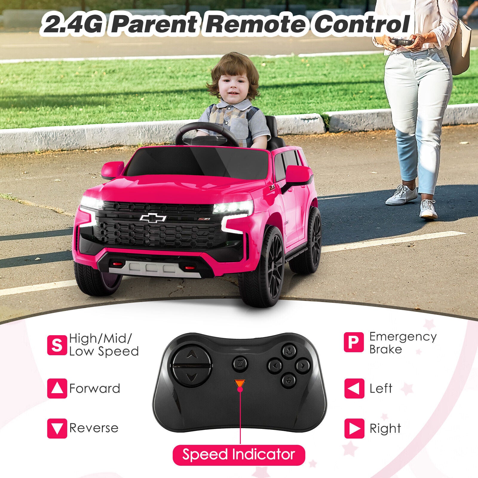 Chevrolet Tahoe Electric Ride-On SUV for Kids with Remote Control, Music, and Lights - 12V
