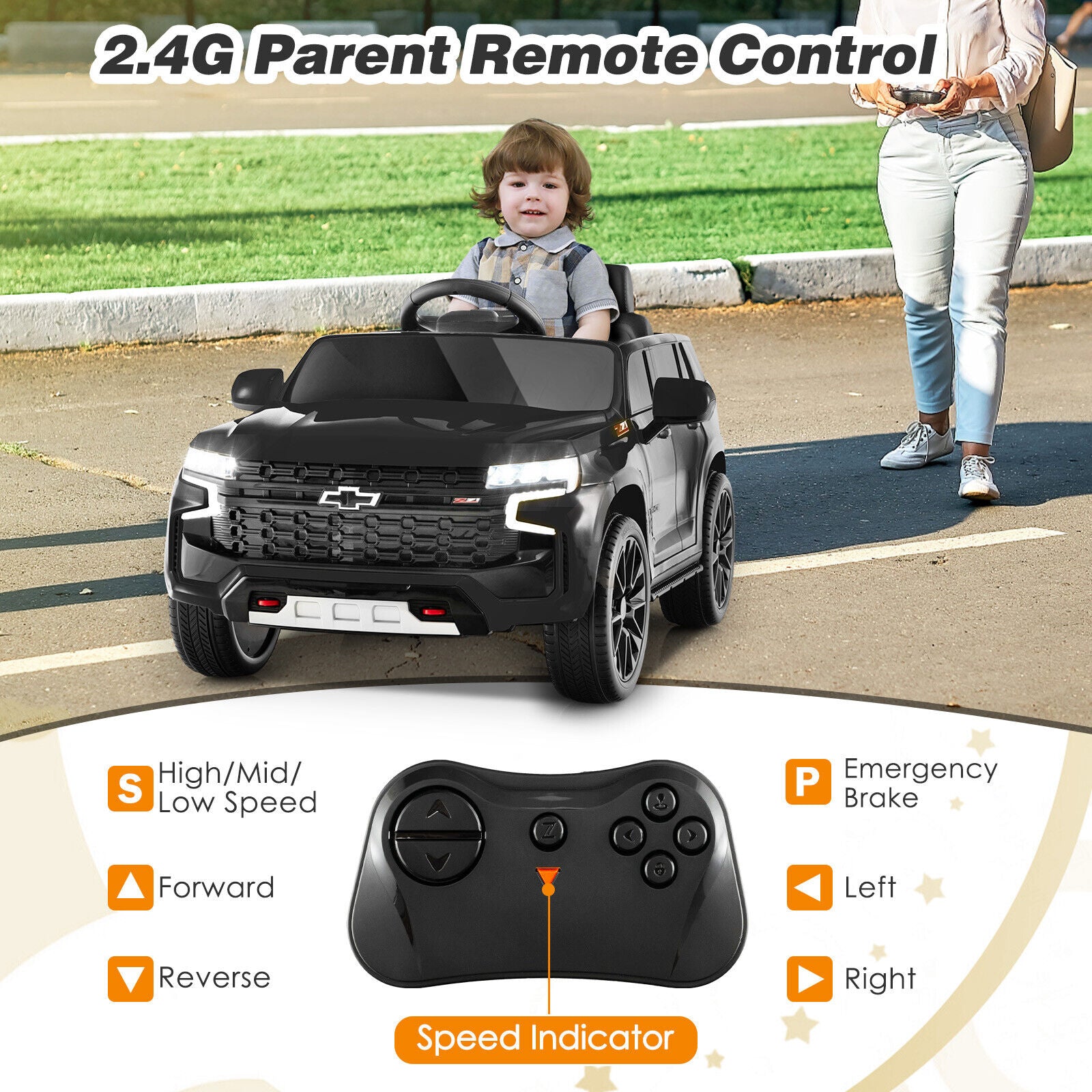 Chevrolet Tahoe Electric Ride-On Truck for Kids with Remote Control, Music, and Lights - 12V SUV Toy