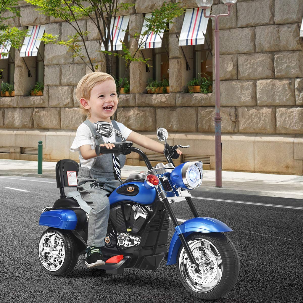Chopper Style 3-Wheel Electric Motorcycle for Kids - Powered by 6V Battery