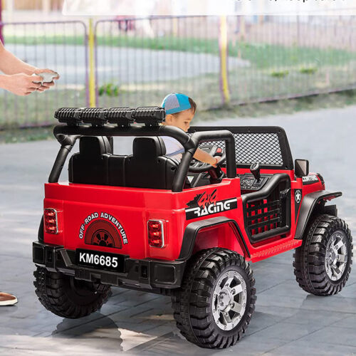 CLARFEY 12V Battery Powered RC Off-Road Jeep for Kids with LED Lights