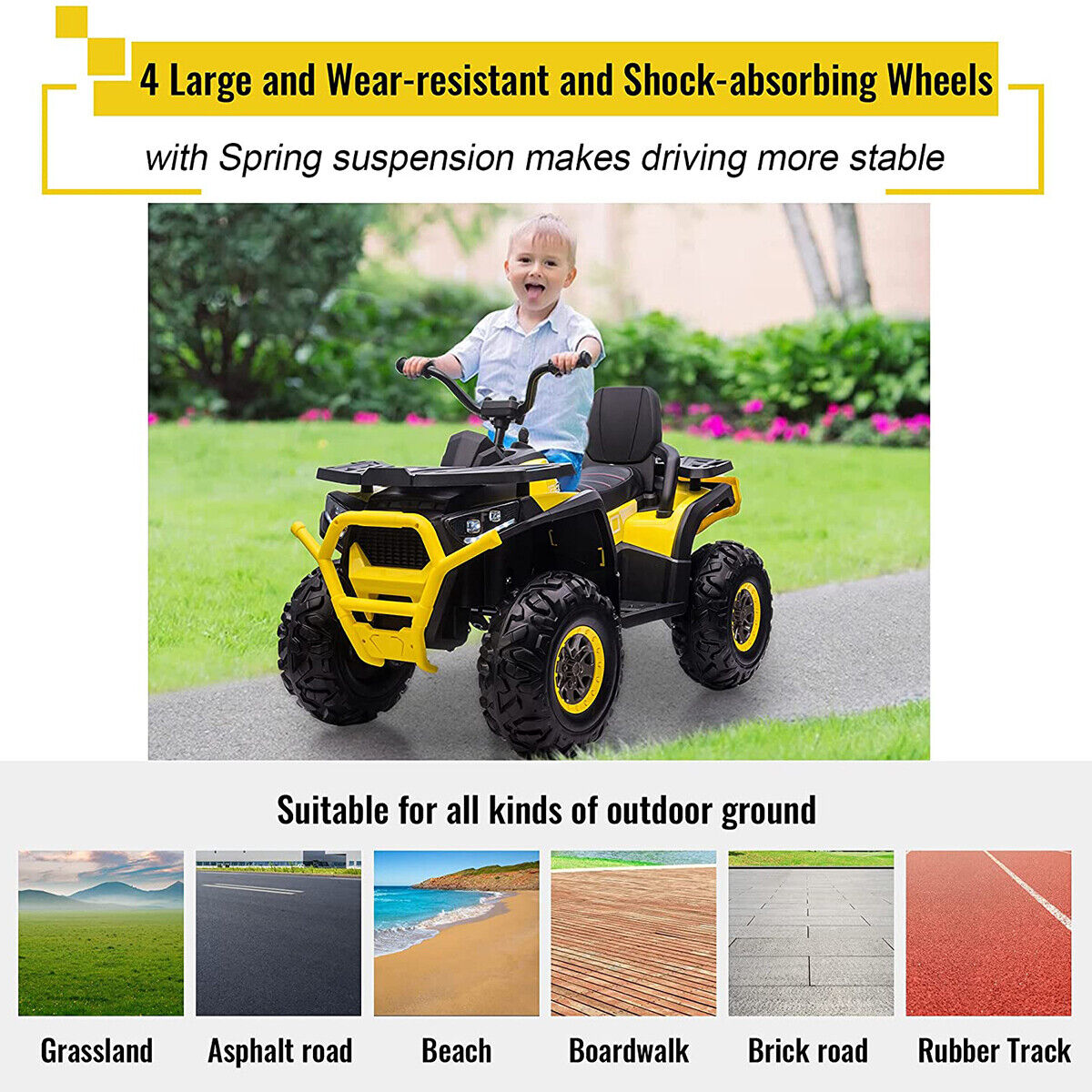CLARFEY Electric Kids ATV Quad Car with MP3 Player and 4WD Motorized Drive
