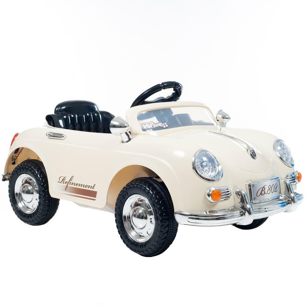 Classic Beige Remote Control Ride On Sports Car for Kids by Lil Rider