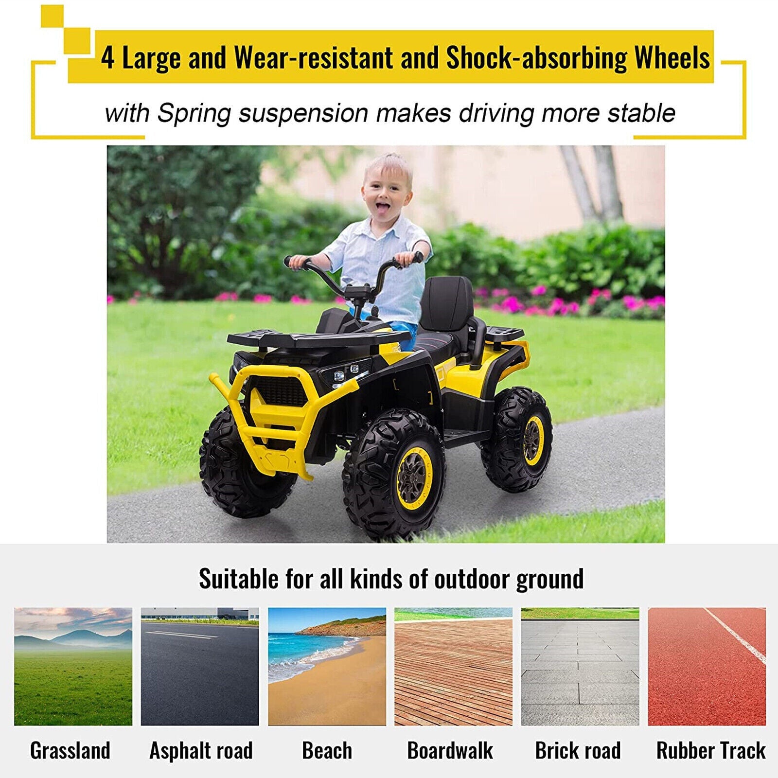 COLOR TREE 12V Kids Electric Quad ATV with Music Player - Supports up to 110lbs