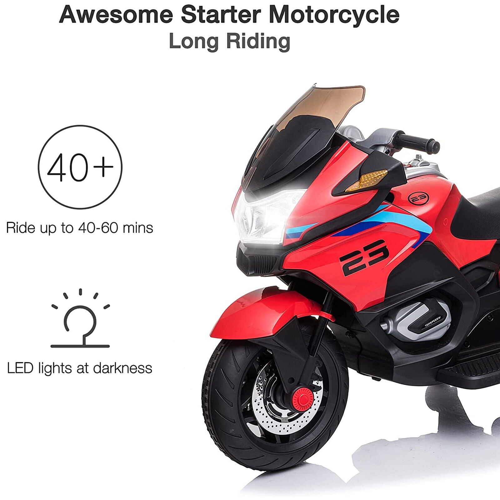 COLOR TREE Kids 12V Electric Motorcycle with Music and Battery Power - Perfect Ride On Car Gift