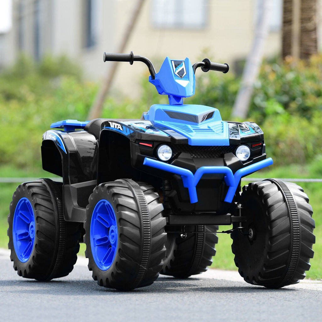 Costway 12V Kids ATV Quad Ride On Car with LED Light & Music - Navy