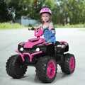 Costway 12V Kids Electric ATV Quad Ride On Car with LED Light and Music in Pink