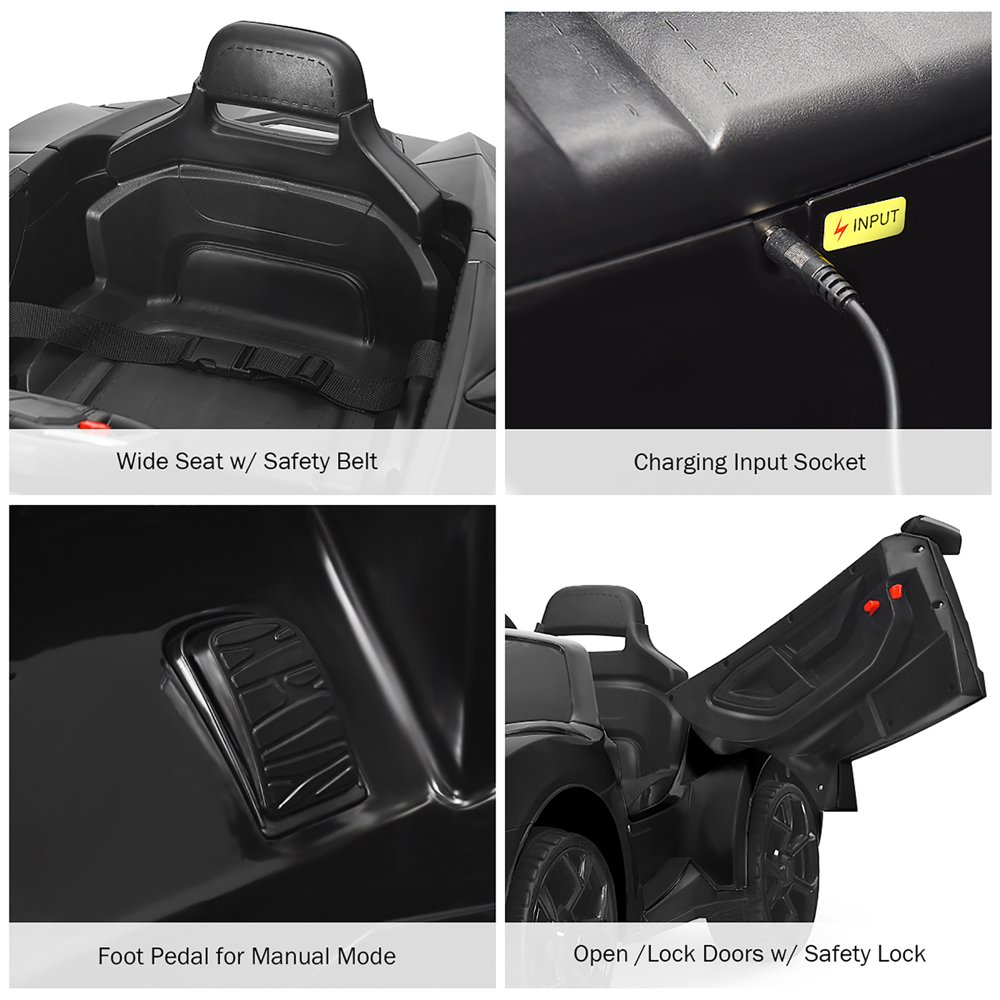 Costway 12V Kids Ride-On Car with Remote Control, Lights, MP3 Player, and Openable Doors