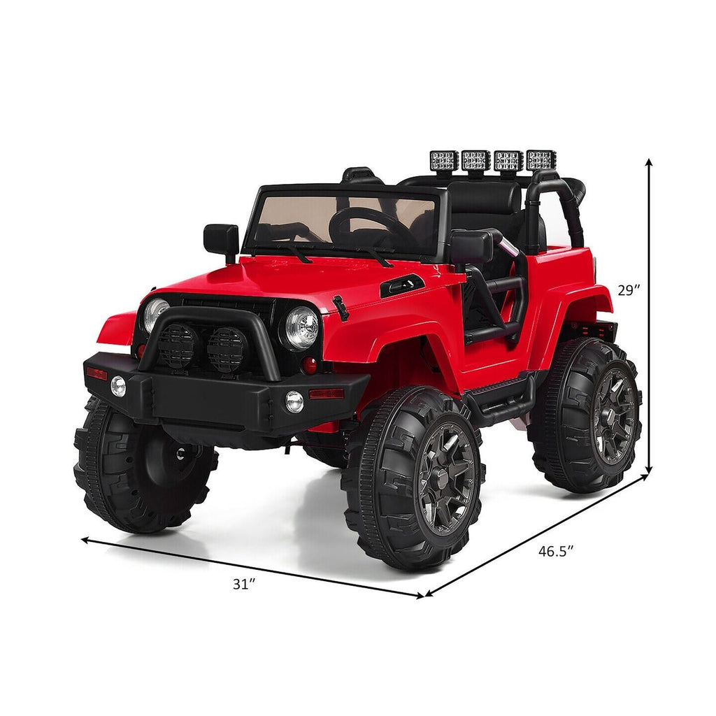 Costway 12V Kids Ride On Truck Car with Remote Control, MP3 Music, and LED Lights in Red